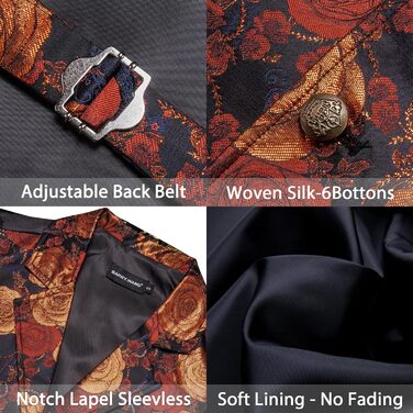 Чоловіча жилетка Barry.Wang у стилі Вікторіанської епохи, Steampunk, готика, з візерунком пейслі, з індивідуальним коміром, для костюмної вечірки на Хелловін, burnt orange