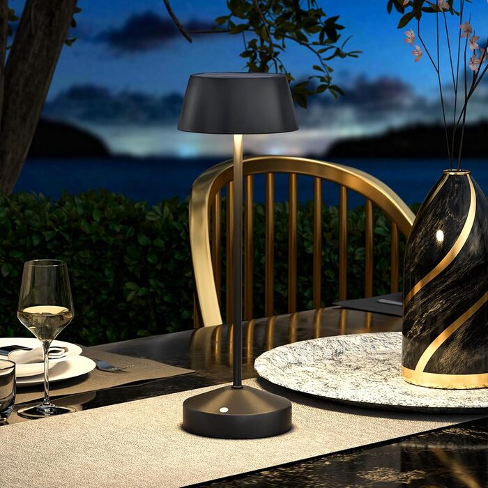 Світлодіодні настільні лампи сонячні LED 2 шт. для вулиці 3000K з сенсорним вимикачем, акумуляторні, димовані, IP44 для кемпінгу, саду, балкону, тераси