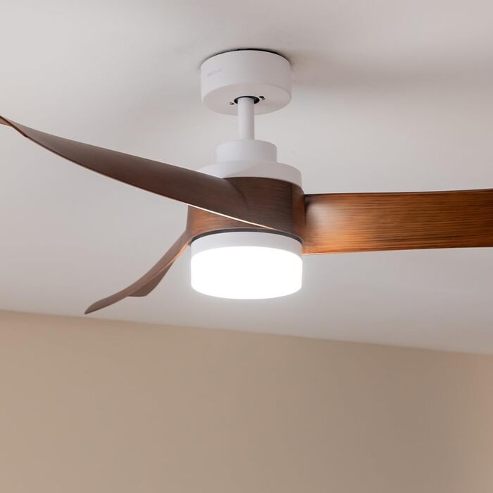 Стельовий вентилятор Cecotec EnergySilence Aero 5280 LightWood з LED підсвіткою 18W, діаметр 132 см, DC мотор, пульт, таймер, режим зима/літо