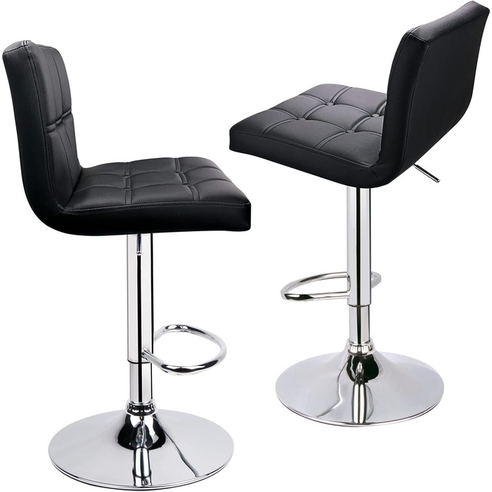 Барний стілець Leader Accessories (2 шт) - регульована висота 62-83 см, обтягнутий штучною шкірою, поворотний на 360°