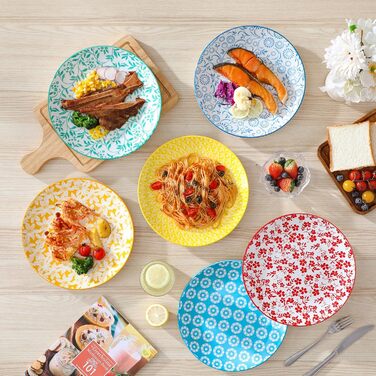 Набір посуду Vancasso Selene на 6 осіб (24 елементи) з пастелевого порцеляну, 6 тарілок, 6 десертних тарілок, 6 супових тарілок, 6 мисок, сумісний з мікрохвильовою піччю, діаметр тарілок 26 см