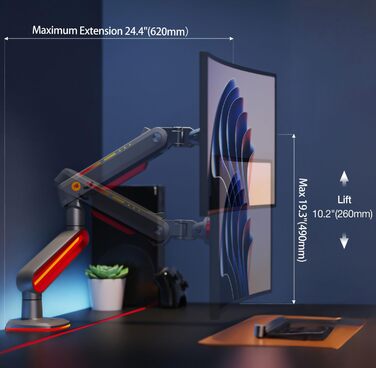 Кріплення для монітора 32-60 дюймів Ultrawide, до 20 кг, VESA 75/100 мм (Червоний)