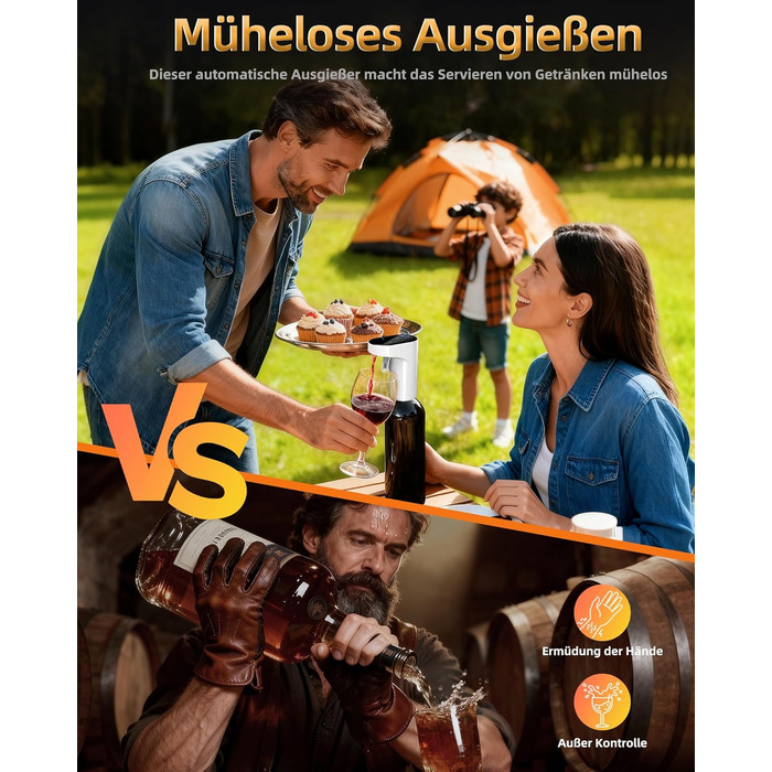 Електричний декантер для вина 5-в-1 з регульованою дозуванням, цифровий виливач, автоматичний дозатор вина, подарунок на день народження, День святого Валентина