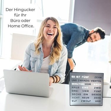 Bada Bing LED Word Clock Silver with German Word Display - elegant metal clock with USB cable wall clock modern - high-quality table clock silent for placing/hanging - decoration gift men's office living room