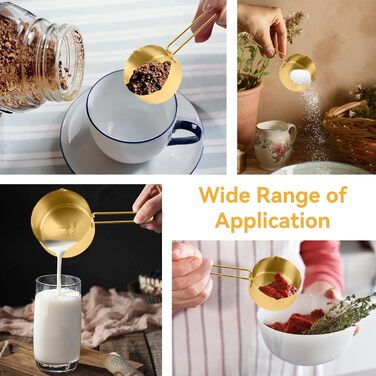 Мірний набір кухонних ложок та мірних стаканів з нержавіючої сталі, 4 шт. для сухих та рідких інгредієнтів, для випічки та приготування їжі