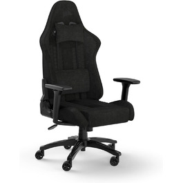 Ігрове крісло Corsair TC100 Relaxed, тканинне, ергономічне, знімна подушка з пам'яттю, регульовані підлокітники, чорний, сталева рама