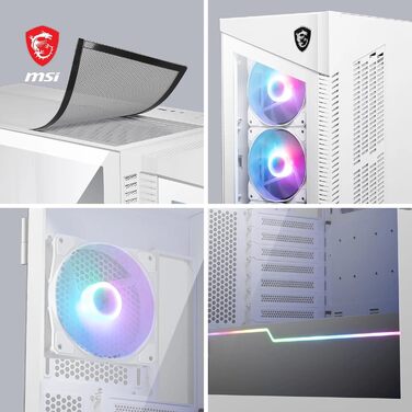 Корпус ПК MSI MPG Velox 100R White Mid-Tower для E-ATX, з загартованим склом, Airflow, Mystic Light, 2x 360mm кулер