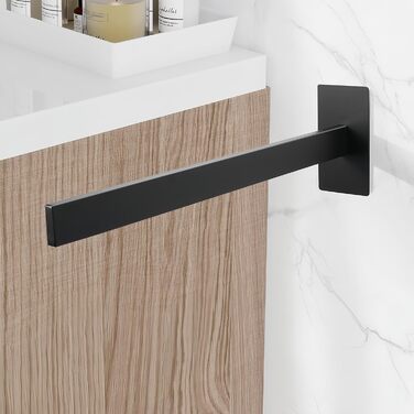 Тримач для рушників настінний з нержавіючої сталі, без свердління, подвійний, для ванної кімнати та кухні, срібний (чорний, односторонній)