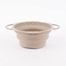 Складаний друшляк Kochblume M, преміум силікон, BPA Free, термостійкий, для кухні, посудомийна машина, компактний, колір: тауп