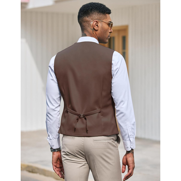 Костюмний жилет чоловічий COOFANDY, приталений, формальний, піджак, для ділового стилю або смокінгу (Коричневий, 4XL)