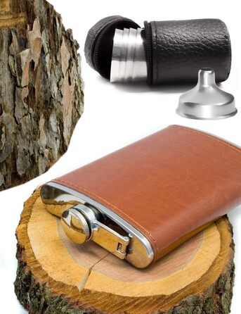 Набір фляг та стаканів Outdoor Saxx 7 шт., 240 мл, коричневий, у подарунковій коробці