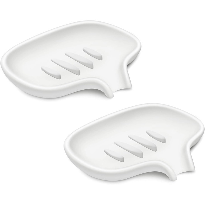 Силіконова мильниця SUBEKYU з підставкою для стікання води, 2 шт, білий колір