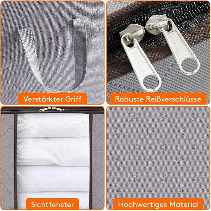 Органайзер для зберігання речей Lifewit - коробка для під ліжко, сірий (4 шт, 50л)