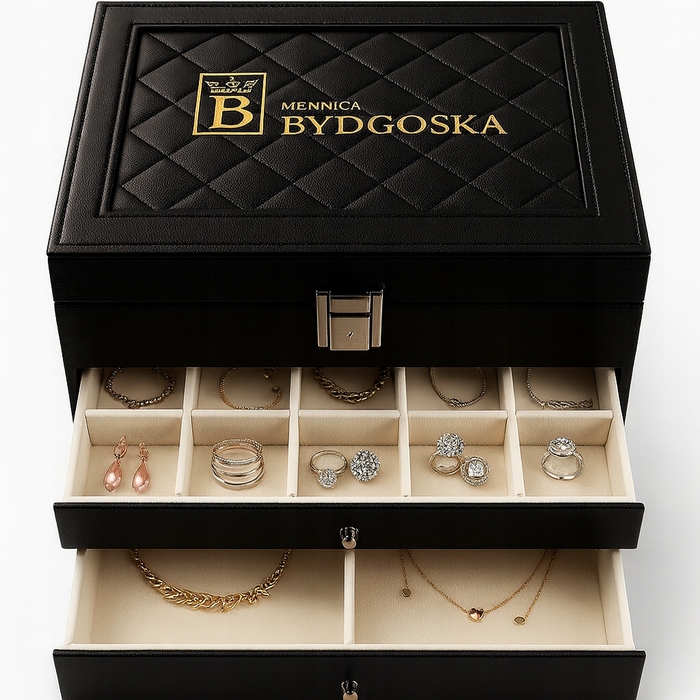 Шкатулка Mennica Bydgoska, чорна шкіряна