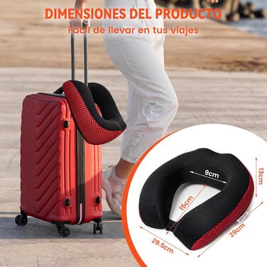 Подушка для шиї у вигляді хом'ятка, автомобільна/авіаційна подушка з memory foam, для подорожей, офісу, дому (червона, сітчаста тканина)