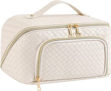 Косметичка для макіяжу велика водонепроникна з PU-шкіри для подорожей, жіноча (Вінтаж-бежевий)