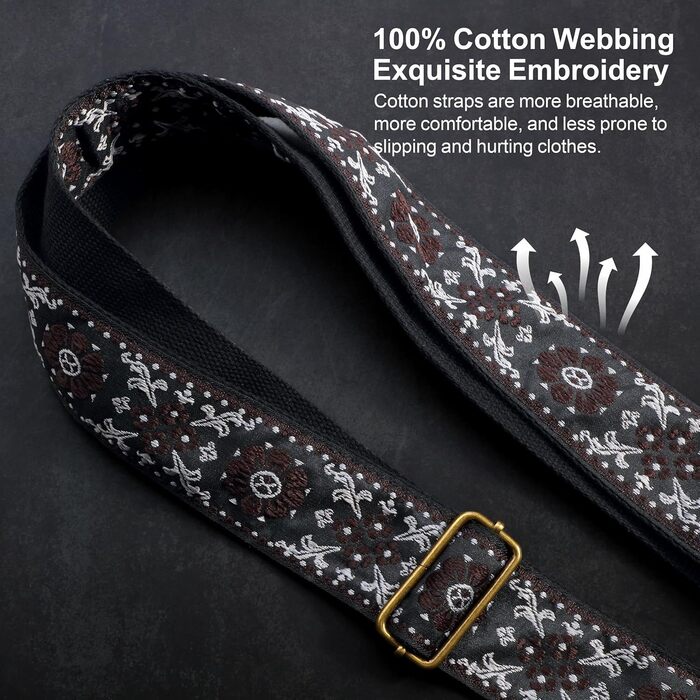 Гітарний ремінь Nefelibata з жаккардової бавовни з шкіряними кінцями Crazy Horse для бас-гітари, електрогітари та акустичної гітари. Подарунок для дітей та гітаристів