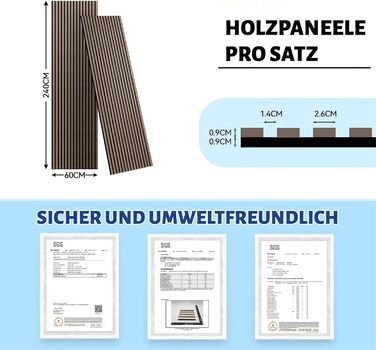 Акустичні настінні панелі AKK-STAR з дерева (дуб), 1200 x 600 x 18 мм, набір 2 шт (1,44 м²) — 3D панелі для звукоізоляції та декору вітальні та офісу, колір Класичний дуб