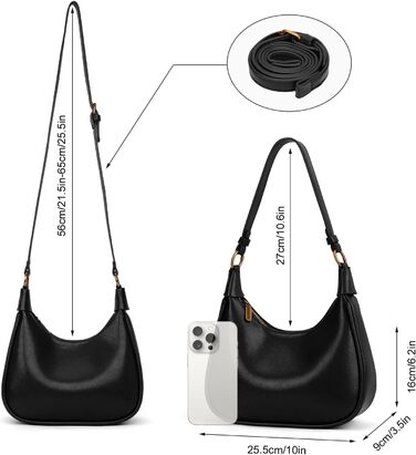 Сумка жіноча GSenhui Kleine Handtasche: маленька елегантна сумка-хобо через плече, PU шкіра, чорна, для подорожей