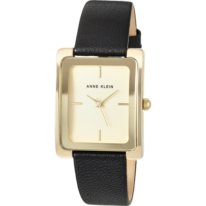 Жіночий шкіряний годинник Anne Klein у чорно-золотому кольорі