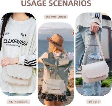 Сумка для камери: сумісна з Fujifilm, Canon, Nikon, Sony SLR/DSLR, водонепроникна, стильна, універсальна (бежевий, сірий)