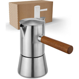 Кавоварка еспресо Induktion LAMBDA COFFEE® 300мл, нержавіюча сталь, 5-6 чашок | Кавоварка для індукційних плит, мокка-кава