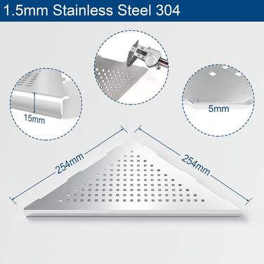 Neodrain Corner Shelf Shower Shelf Stainless Steel Shower Rack Built-in Shower Basket for Bathroom Shampoo Holder, Brushed
