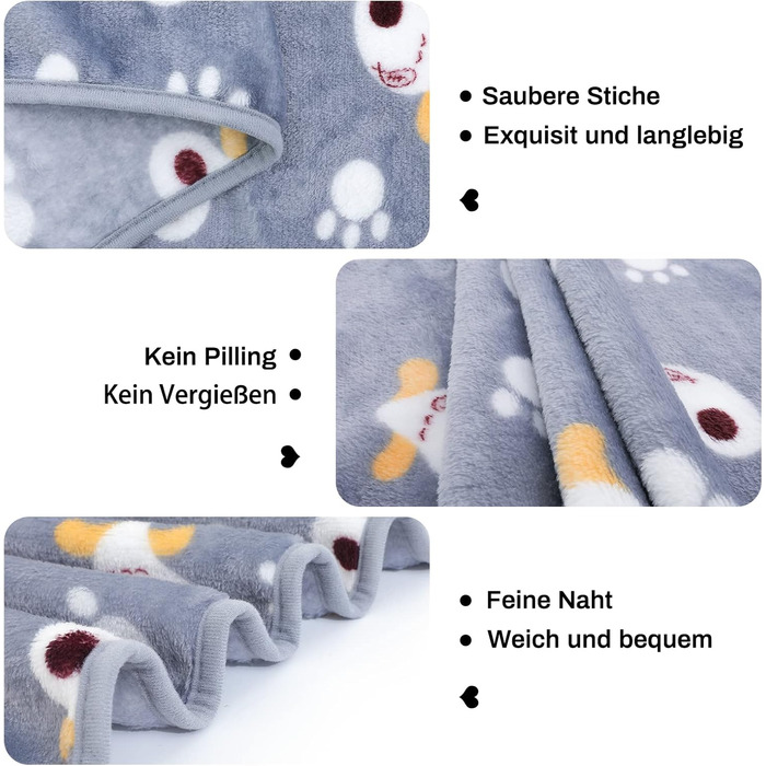 М'яка ковдра для собак та котів Demigeat, 3 шт. – тепла, миюча, для літа та весни, для лежанки, переноски (середній, сірий)