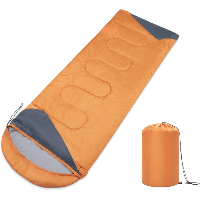 Paco Home Sleeping Bag - Washable, Breathable, Adult & Kids - Summer/Winter Camping & Travel (Orange, 220x70x6cm)