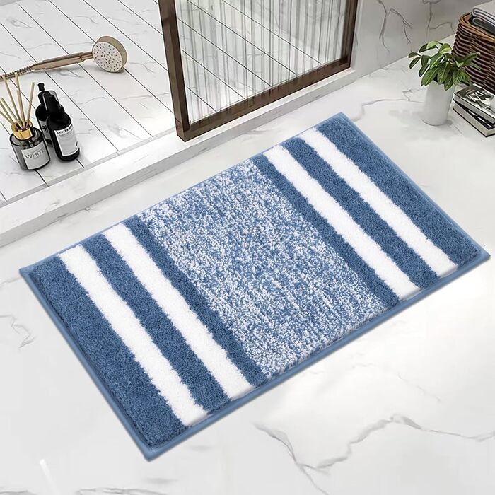 Pauwer Microfiber Bath Mats & Rugs - Plush, Absorbent, Non-Slip - 60x120 cm - Washable Bathroom Rugs for Bedroom, Living Room, Blue