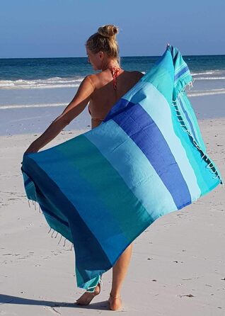 ZusenZomer Fouta Hamam Towel Women's XL 100x190 - Hammam Bath Towel Beach Towel Hammam Towel - 100% Combed Cotton Oeko-TEX - Fair Trade Hamam Towels (Sea Green) 100x190cm Sea Green