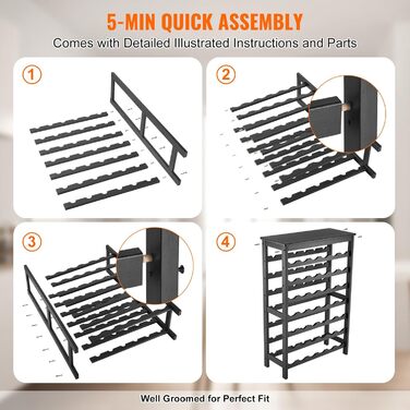 Стійка для вина VEVOR на 42 пляшки: 7-ярусна стійка з масиву бамбука, для кухні, бару та льоху (чорний)