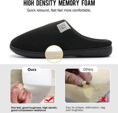 Тапочки для дому WateLves з Memory Foam для жінок та чоловіків, чорні, 46/47 EU