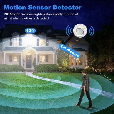Solar Lights for Outdoors, Solar Light with Motion Sensor, 113 LED Solar Spotlight IP65 Waterproof Solar Split Wall Light with 5m Cable for Garage, Garden, Yard, Steps, Doorways, Lawn - 2 Pack