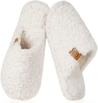 Домашні тапочки Dokela для жінок та чоловіків, зручні, з піною пам'яті, з штучним хутром, легкі, антиковзаючі (46/47 EU, білі)