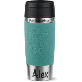 Термокружка Emsa з гравіюванням, 360 мл | Термокружка для подорожей, з індивідуальним дизайном | Зручний гвинтовий кришка, 360° отвір | Можна мити в посудомийній машині | Зберігає тепло до 4 годин та холод до 8 годин | Термокружка для кави 'to go' (Petrol)