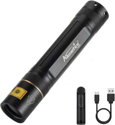Ультрафіолетовий ліхтарик Alonefire SV003 10 Вт 365нм, портативний, акумуляторний, для виявлення сечі домашніх тварин, пошуку бурштину, риболовлі та затвердіння смоли, алюмінієвий корпус, зарядний пристрій, батарея в комплекті