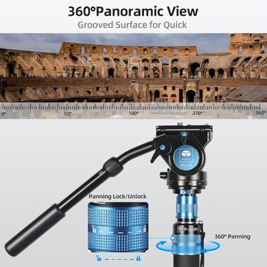 Штатив монопод Sirui P-424FL+VH-10, 160 см, карбон, 12 кг, 4 секції, для фото та відео