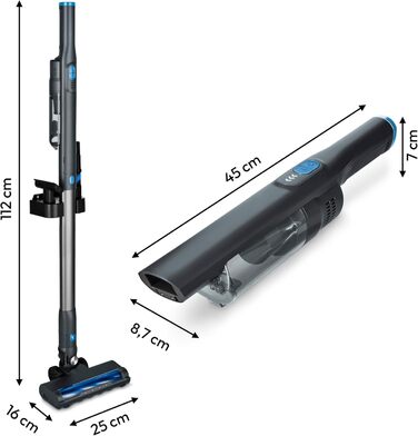 MEDION 2-в-1 Бездротовий акумуляторний пилосос з насадкою та підлоговою щіткою (BLDC-двигун, HEPA-13 фільтр, фільтрація пилу та алергенів, потужність всмоктування 20 kPA, док-станція, бездротовий, MD11515) білий (ручний пилосос + насадка, сірий)