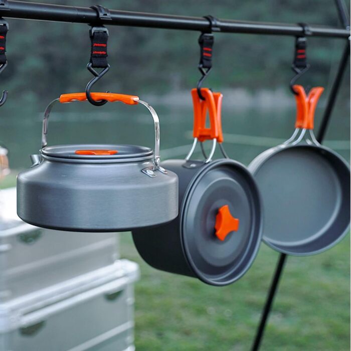 Набір кухонного посуду для кемпінгу: каструля, сковорода, чайник для пікніків, походів та риболовлі