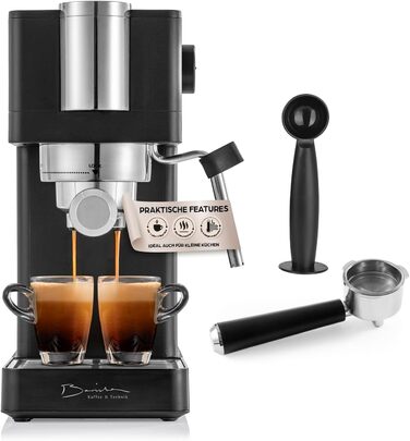 Еспресо-машина Barista Siebträger Slim: нержавіюча сталь, 20-барна помпу, термоблок, об'єм 800 мл, підігрів чашок