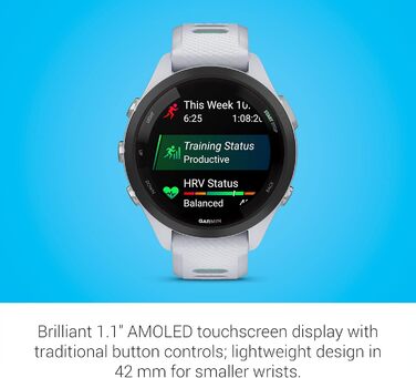 Розумний годинник Garmin Forerunner 265 чорний/світлосірий (42 мм, ремінці Whitestone та Neo Tropic)