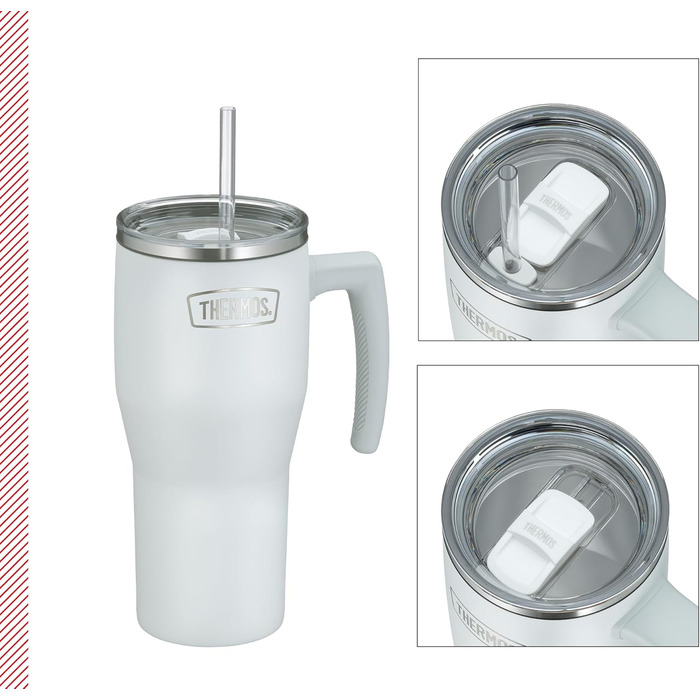 Термос REFRESHING SERIES: ізольований термопоїльник-кружка з трубочкою та ручкою, 0.85л, нержавіюча сталь, подвійні стінки, для дому, офісу та подорожей