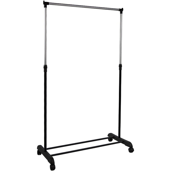 Home Vida Clothes Rack, Single Clothes Rod, Adjustable, (Silver)