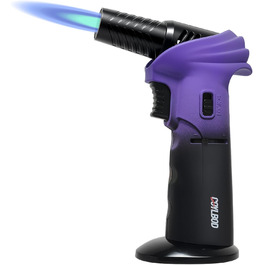 Бутанна запальничка-пальник Flambierbrenner: регульована полум'я, кут повороту 0–90°, безпечний замок, для паяння (зелено-чорний та фіолетово-чорний)