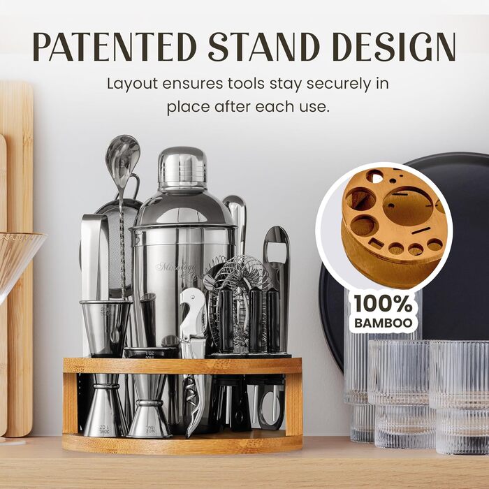 Набір для приготування коктейлів Mixology & Craft Cocktail Set 15-TLG. з нержавіючої сталі, барний аксесуар, сріблястий