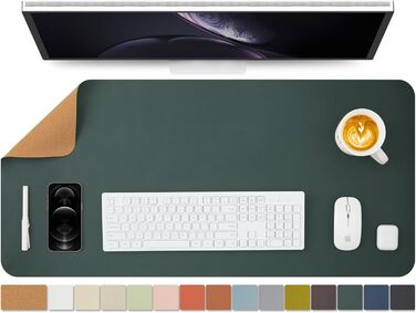 Підкладка під клавіатуру та мишу Kork 90x43 см, темно-зелена, для офісу та дому