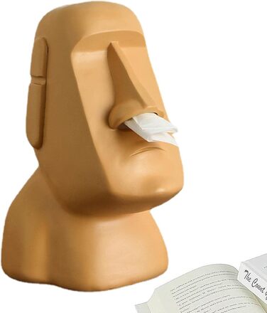 Easter Tissue Box Holder | Easter Island - Face Pattern Tissue Box Cover | Unique Toilet Paper Holder for Bathrooms, Bedroom Dressers, Nightstands, Desks, and Tables