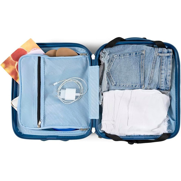 Чемодан ручної поклажі CarryOn Skyhopper з жорстким корпусом 55x35x20 см - Легкий ручний багаж TSA, подвійні колеса (Блакитний, Mini)