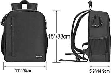 Рюкзак для камери CADeN 2.0, чорний: водонепроникний, сумісний з Sony, Canon, Nikon